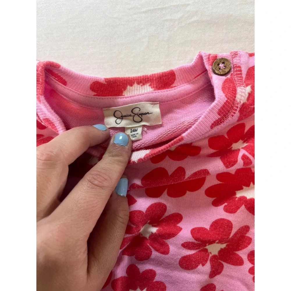 Jessica Simpson‎ Kids Pink Red Flower Print Top Shorts Set 24M